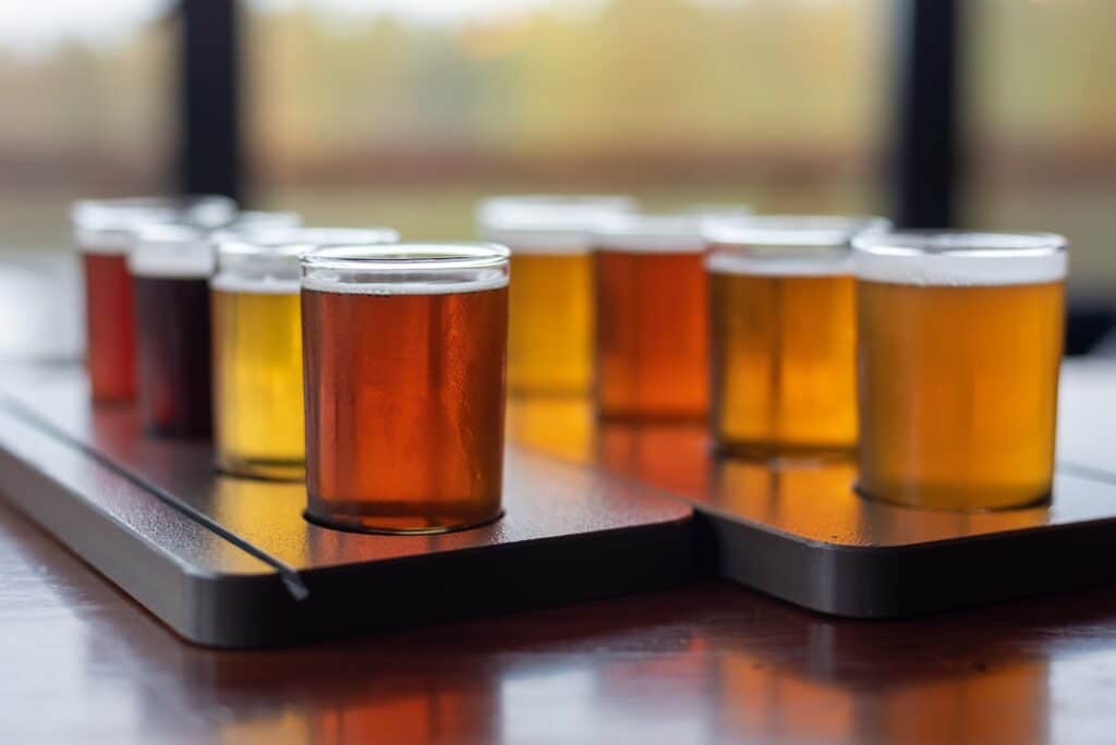 flight of craft beer at local breweries in Minnesota