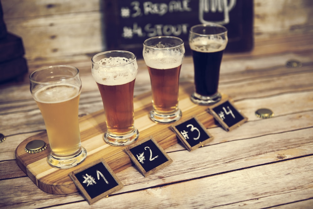Flight of beer like what you'll find at many breweries in Minnesota
