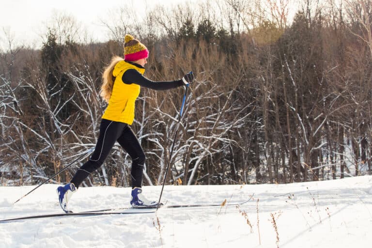 A woman enjoying some of the best cross country skiing in Minnesota