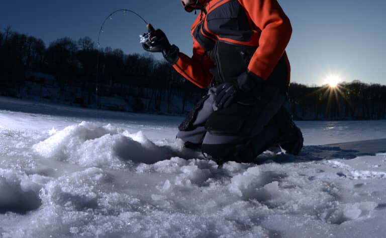 Man enjoying some ice fishing in Minnesota