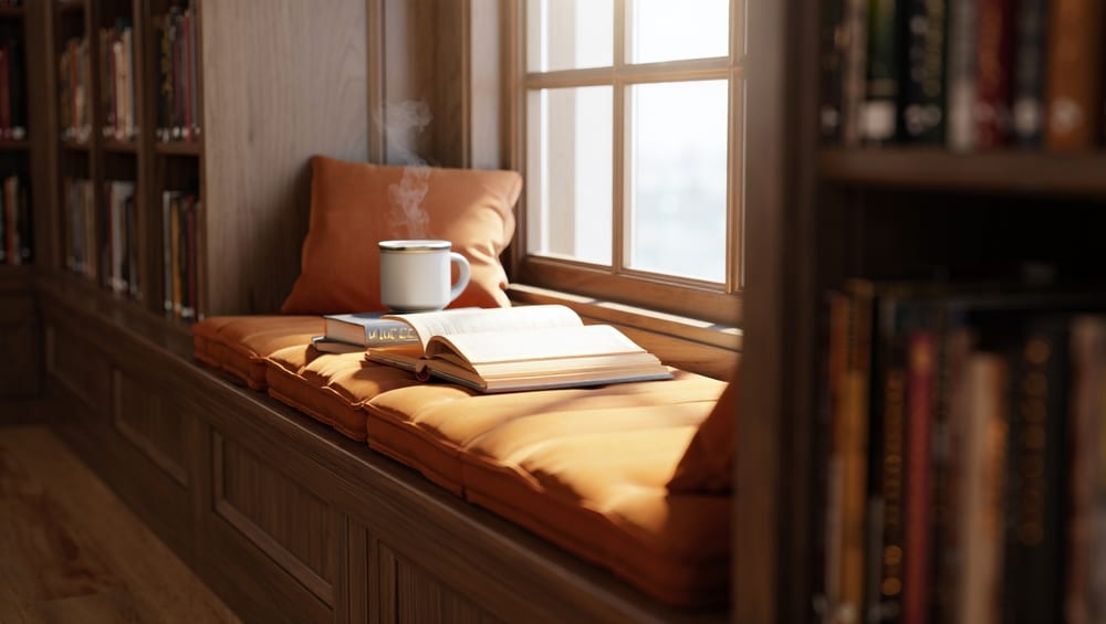 Cozy book on a window bench at top-rated Wisconsin bed and breakfast style lodging