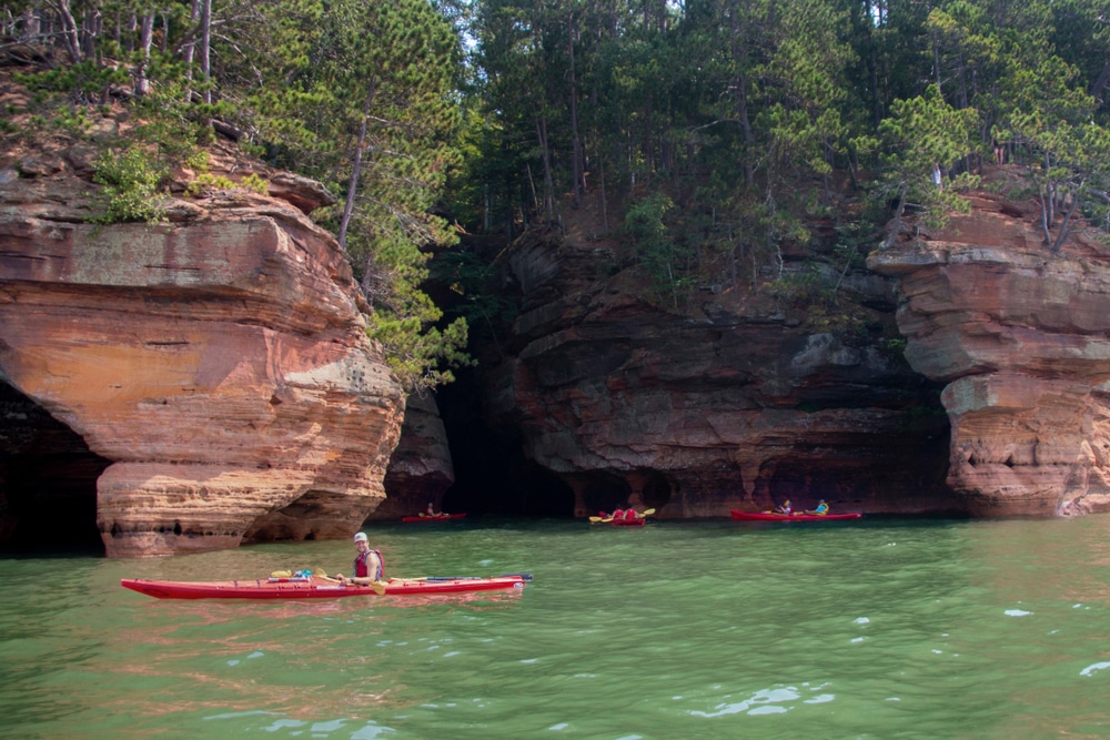 Kayaking the Apostle Islands National Lakeshore is one of the best things to do in Bayfield, Wisconsin