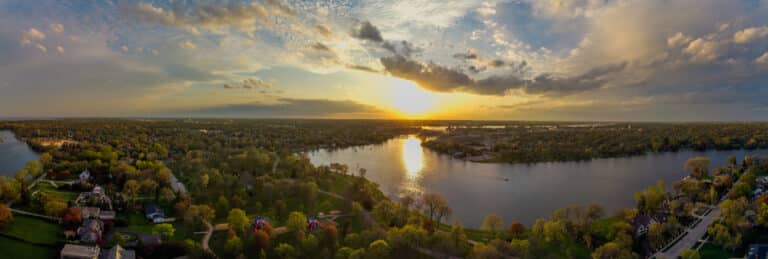 Aerial view of Lake Winnebago in Wisconsin - a great place for fishing