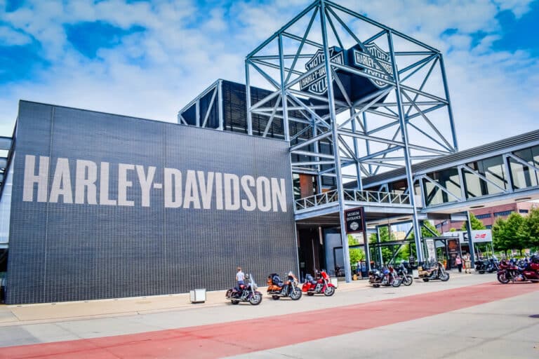 The entrance to the Harley Davidson Museum in Milwaukee, Wisconsin