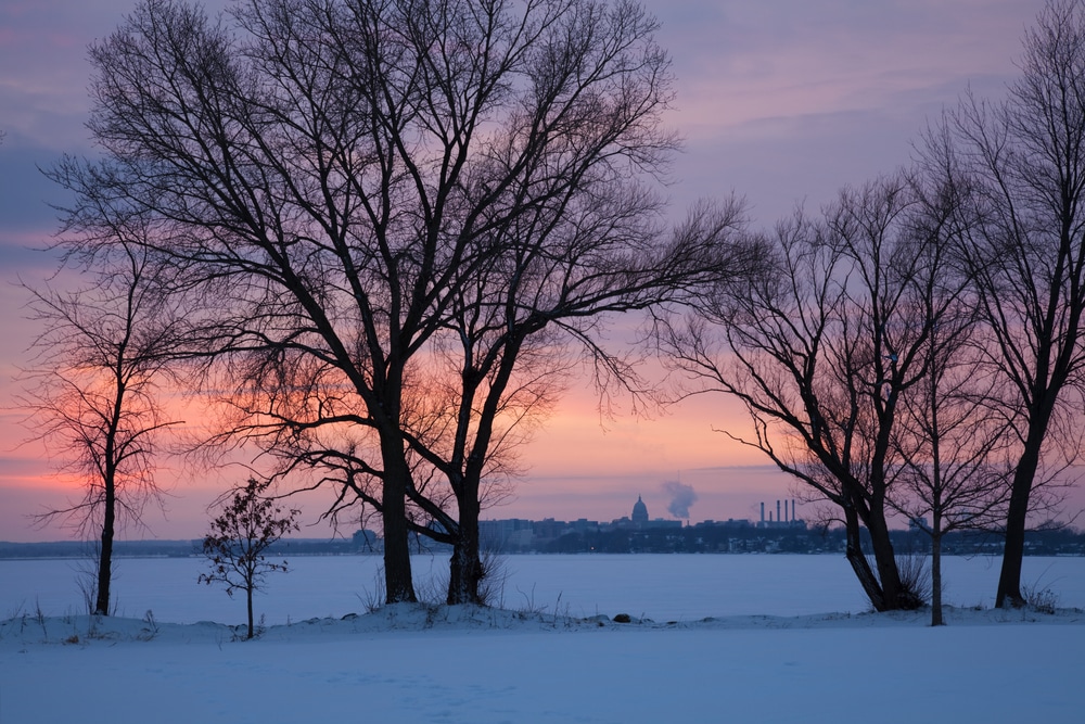 WunderRoost Bed and Breakfast 1 Sunrise over the capital during winter in WIsconsin
