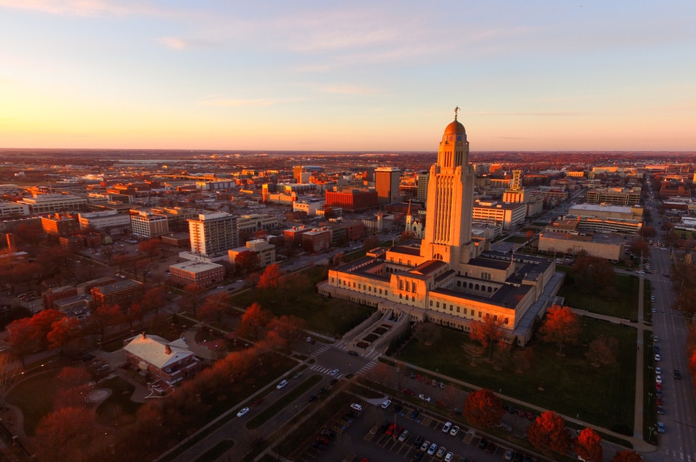 Overview of Lincoln, Nebraska in the fall - a great time to visit local museums and stay at a Lincoln, Nebraska Bed and Breakfast