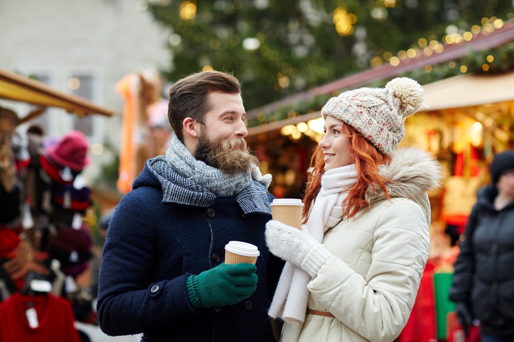 Couple enjoying one of the best Midwest vacation spots for the holidays