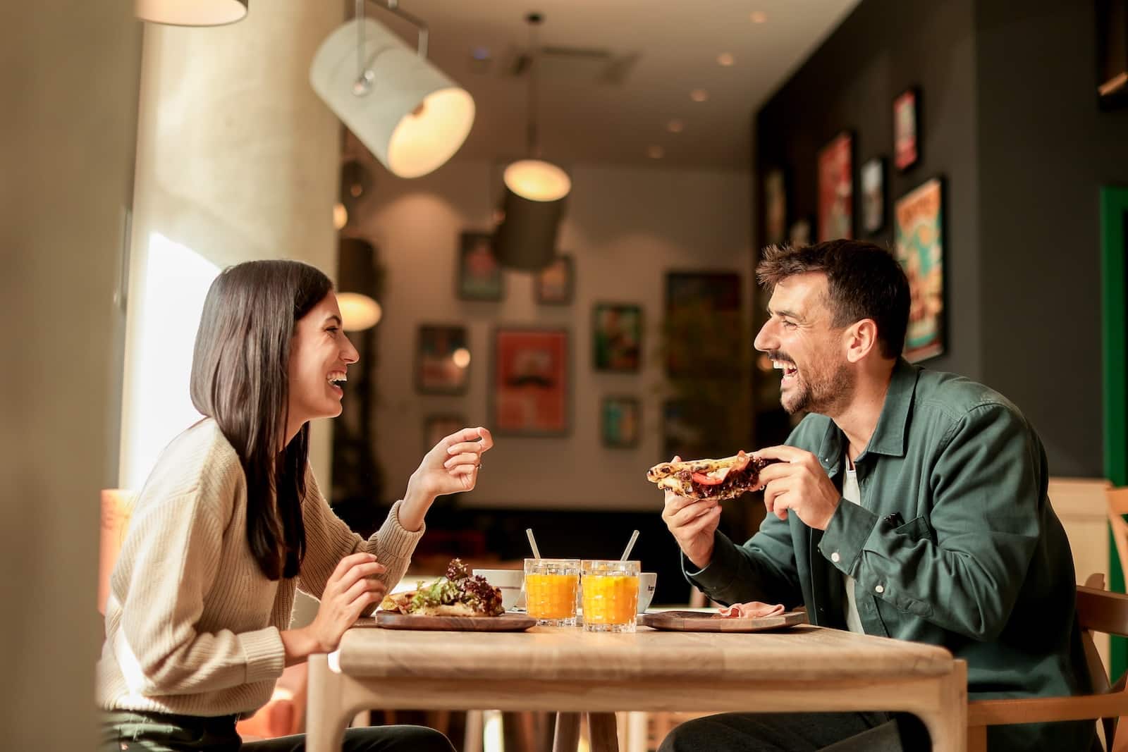 Couple sharing a meal at one of the top St. Paul restaurants in Minnesota