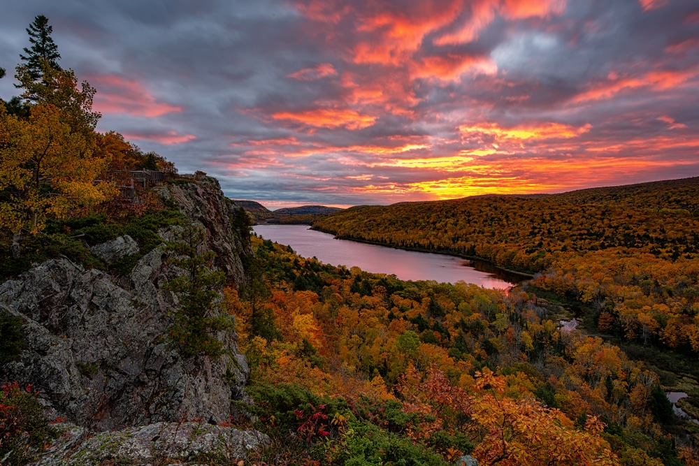 Inland lake in Michigan in the fall