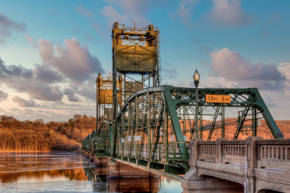 The historic bridge in Stillwater, one of the most romantic towns in Minnesota