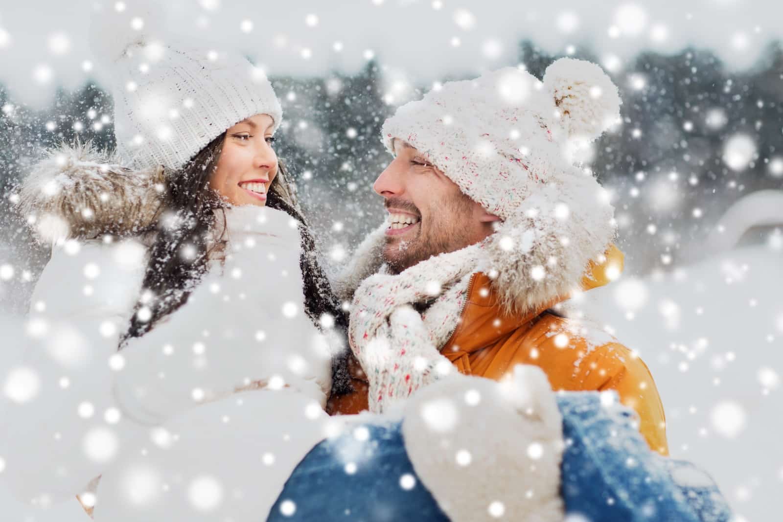 A younger couple enjoying getaways and all the fun things to do in Traverse City in winter