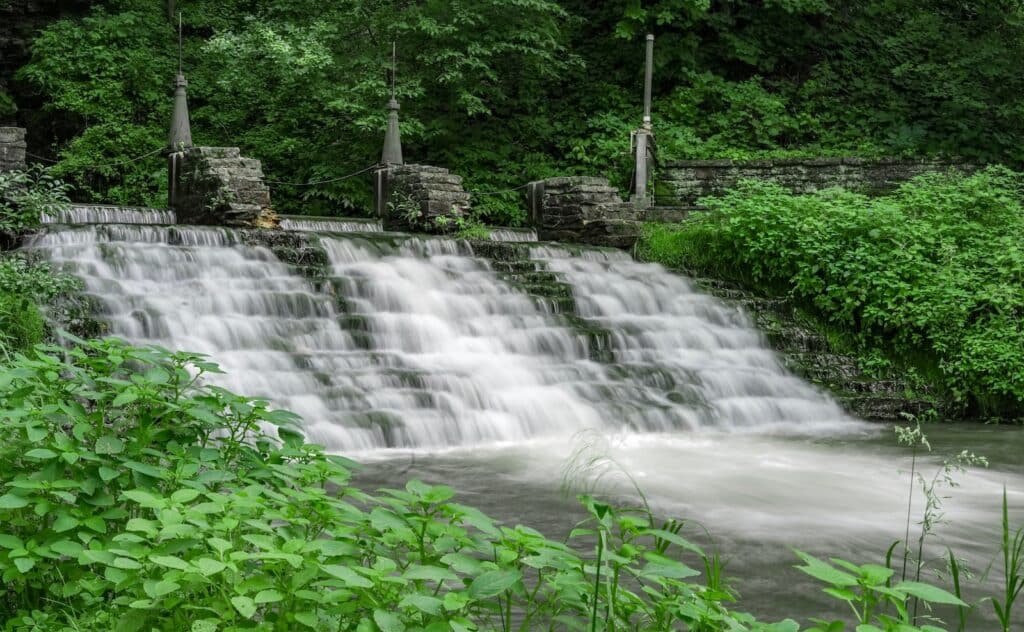 Waterfall at the Decorah, Iowa fish hatchery, one of the best waterfalls in Iowa